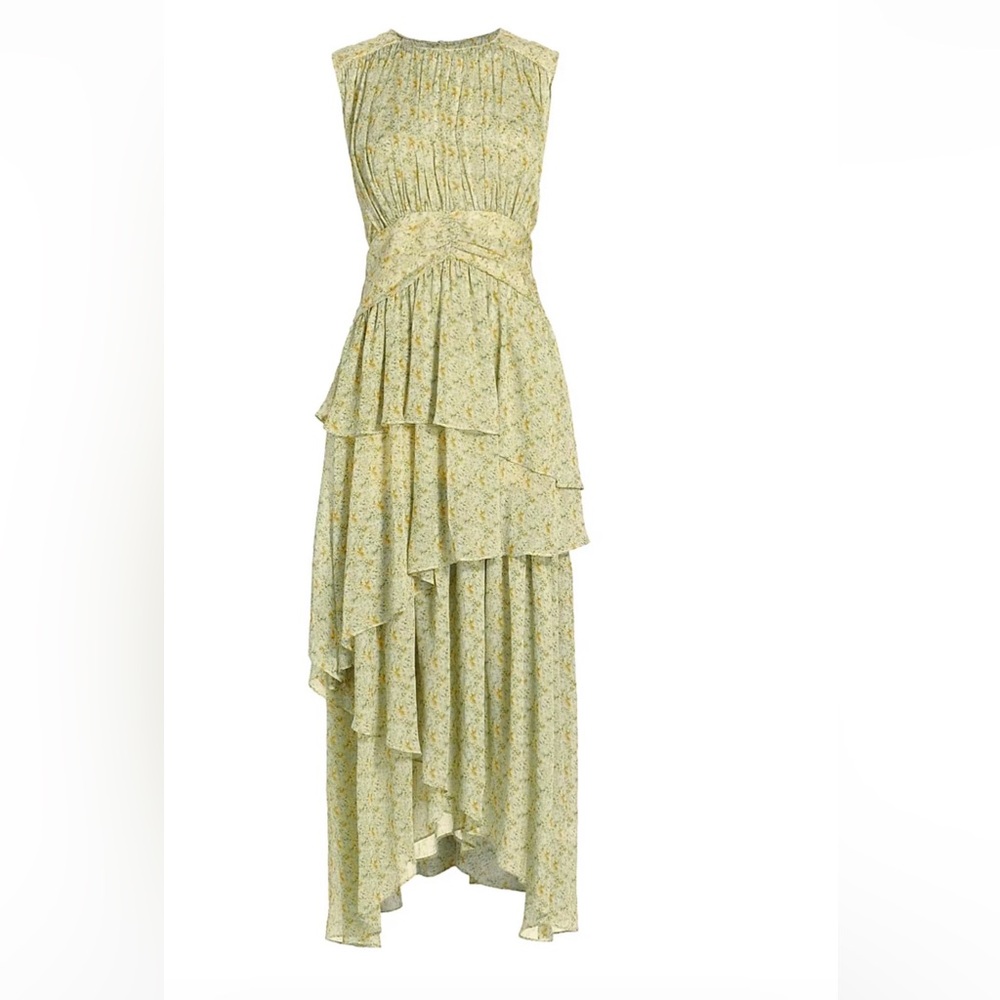 Astr Asymmetrical Floral Yellow Dress